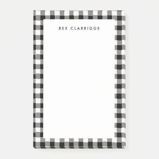 Zwart-wit geruite gepersonaliseerde post-it® notes (Voorkant)