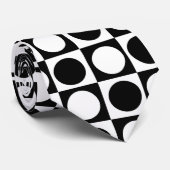 Zwart wit geruite polka stippen stropdas (Opgerold)