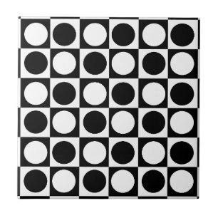 Zwart wit geruite polka stippen tegeltje