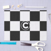 Zwart-wit geruite vierkante monogram initiaal tissuepapier (Craft)