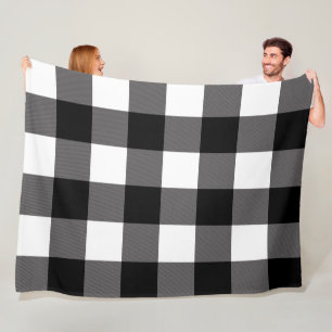 Zwart & Wit geruite vierkanten Buffalo Plaid Fleece Deken