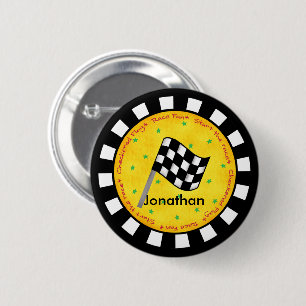 Zwart Wit geruite vlag Ronde naam Badge Button 5,7 Cm