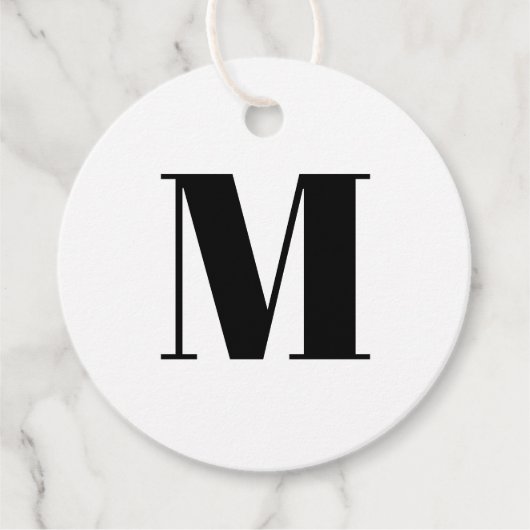 Zwart wit geschenk van zwart-wit monogram initiaal bedankjes labels (Voorkant)