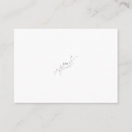 Zwart-wit geschetste Bloemen QR Code Wedding Informatiekaartje (Achterkant)