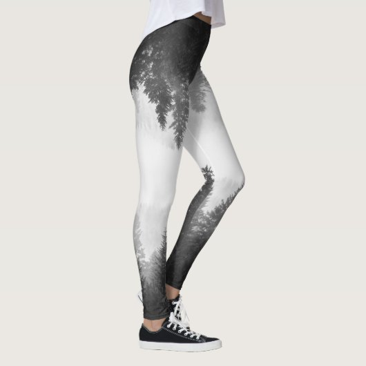 Zwart-wit gespiegeld bos leggings (Rechts)