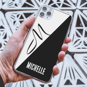 Zwart & wit gesplitst klassiek script monogram iPhone 13 pro max hoesje