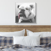 Zwart wit gestileerd bulgdehond portret canvas afdruk (Insitu (Slaapkamer))