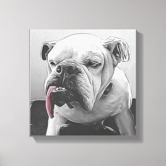 Zwart wit gestileerd bulgdehond portret canvas afdruk (Voorkant)