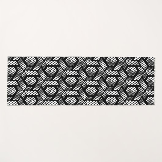 Zwart-wit gestippeld geometrisch patroon yogamat (Voorkant (horizontaal))
