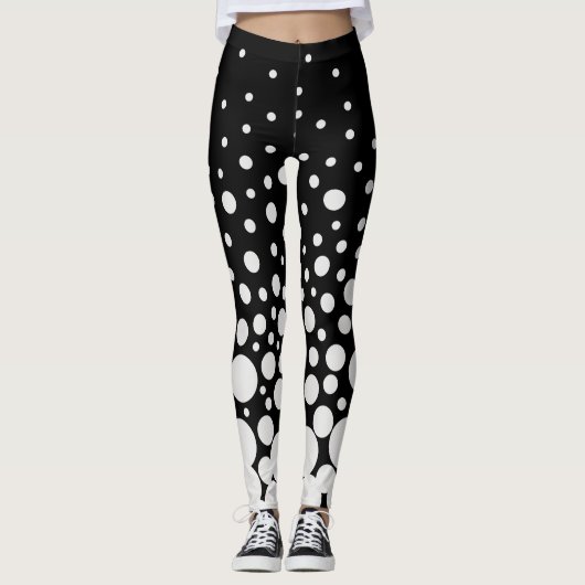 Zwart-wit gestippeld leggings (Voorkant)