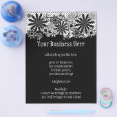 Zwart-wit gestippelde bloemen heldere flyer (Enkel)