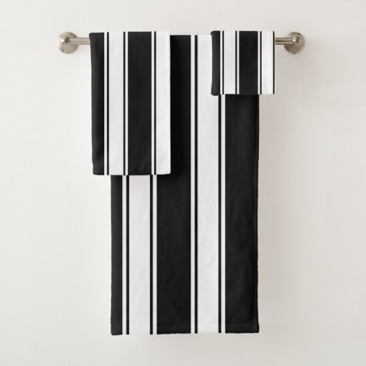 Zwart-wit gestreept bad handdoek (Insitu)