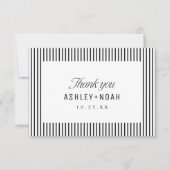 Zwart & Wit Gestreept Elegantie Klasse Bruiloft Bedankkaart (Voorkant)