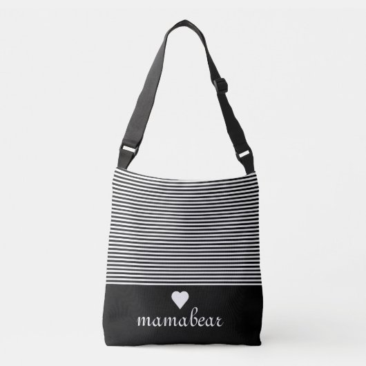 Zwart-wit gestreept lichaam crossbody tas (Voorkant)