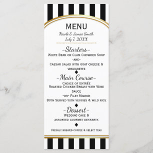 Zwart & wit gestreept met gouden elegante menu