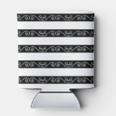 Zwart wit gestreept monogram ontwerp blikjeskoeler (Achterkant)