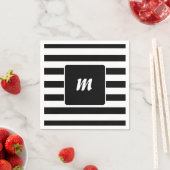 Zwart-wit gestreept monogram servet (Insitu)