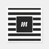 Zwart-wit gestreept monogram servet (Voorkant)