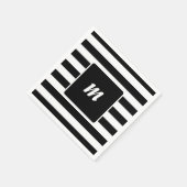 Zwart-wit gestreept monogram servet (Hoek)
