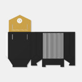 Zwart Wit Gestreept, Mosterdgeel Monogram Tekst Bedankdoosjes (Uitgevouwen)