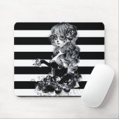 Zwart-wit gestreept Suikermeisje Muismat (Met muis)