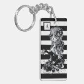 Zwart-wit gestreept  Suikermeisje Sleutelhanger (Voorkant Links)