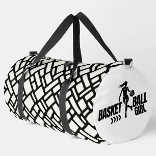 Zwart-wit gestreepte basketbalspeler meisje plunjezak