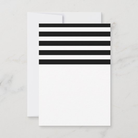 Zwart & Wit Gestreepte Flat Dank u kaart (Achterkant)