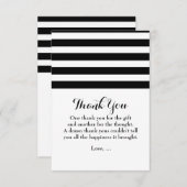 Zwart & Wit Gestreepte Flat Dank u kaart (Voorkant / Achterkant)