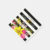 Zwart-wit gestreepte folklore bloemen | geel servetten (Hoek)