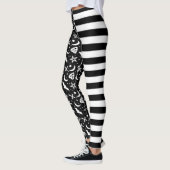 Zwart-wit gestreepte Halloween Witch Gothic Leggings (Links)