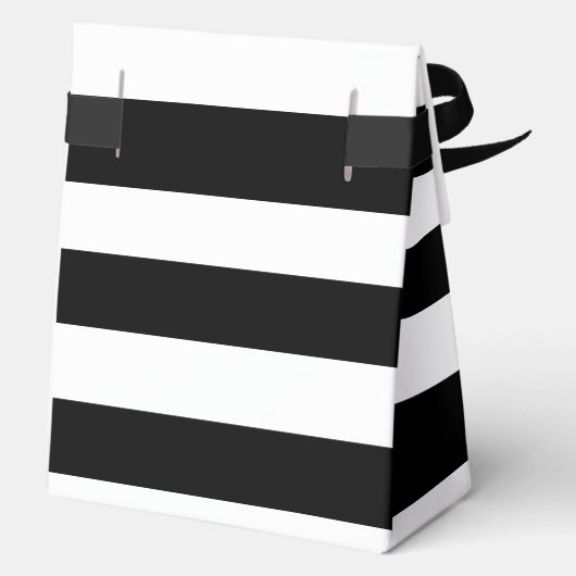 Zwart-wit gestreepte Merci Beaucoup Bedankdoosjes (Achterkant)