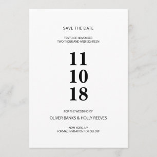Zwart-wit gestreepte moderne save de datum the date