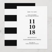 Zwart-wit gestreepte moderne save de datum the date (Voorkant / Achterkant)