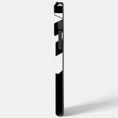 Zwart-wit gestreepte monogramnaam Case-Mate iPhone case (Achterkant / Links)