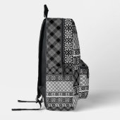 Zwart-wit gestreepte patchwork met kant bedrukte rugzak (Links)