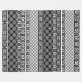 Zwart-wit gestreepte patchwork met kant fleece deken (Voorkant (Horizontaal))