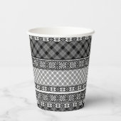 Zwart-wit gestreepte patchwork met kant papieren bekers (Achterkant)