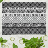 Zwart-wit gestreepte patchwork met kant theedoek (Gevouwen)