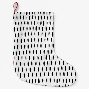Zwart-wit gestreepte patroon: met de hand getrokke kleine kerstsok