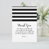 Zwart & wit gestreepte platte bedankkaart (Staand voorkant)