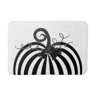 Zwart & Wit Gestreepte Pompoen Chic Herfst Badmat
