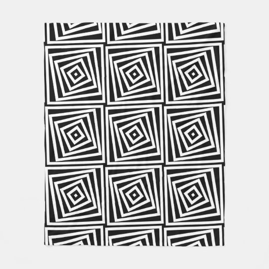 Zwart & Wit Gestreepte Spiral Box Patroon Fleece Deken (Voorkant)