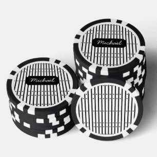 Zwart-wit gestreepte stippen, op maat gemaakt poker chips