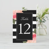 Zwart-wit gestreepte tafelnummers met Pioen (Staand voorkant)