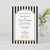 Zwart Wit Gestreepte Verticale Huwelijksuitnodigin Kaart (Staand voorkant)