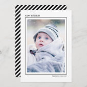 Zwart & wit gestreepte vrolijke Hanukkah gezelfami Feestdagenkaart (Voorkant / Achterkant)