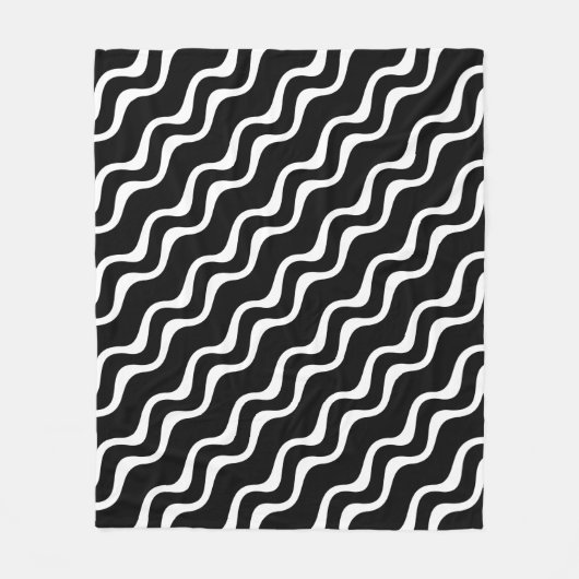 Zwart-wit Gestreepte Wave Ripple Pattern Flee Fleece Deken (Voorkant)