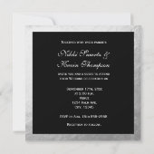 Zwart Wit Gestreepte Zilveren Folie Huwelijksuitno Kaart (Achterkant)