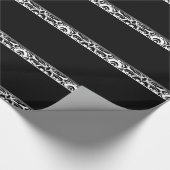 Zwart-wit gestripte Damask Cadeaupapier (Hoek)